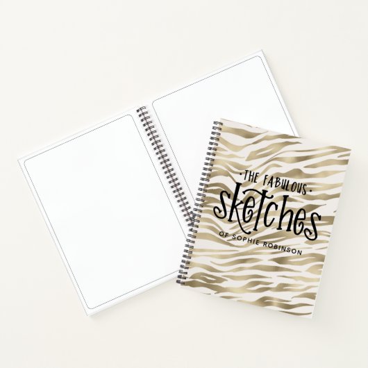 Speciaal Elegant Gold White Girly Sketchbook Notitieboek (Binnen)