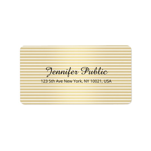 Speciaal Elegant Gold White Handwriting Script Etiket (Voorkant)