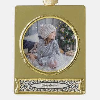 Speciaal elegant kerstpatroon verguld banner ornament