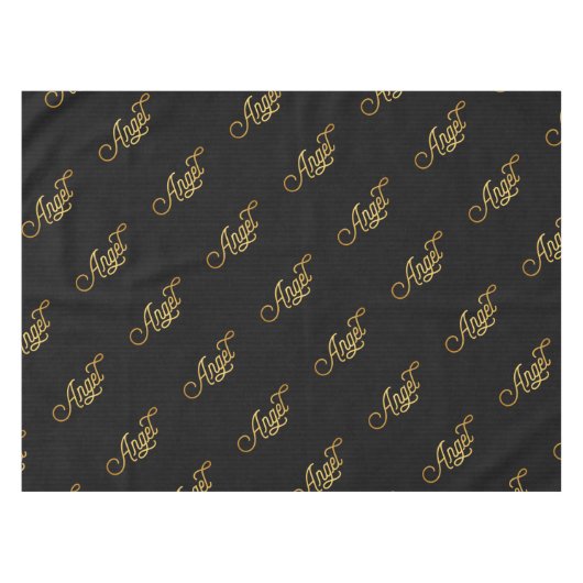 Speciaal elegant Script Angel Gold Black Tafelkleed (Voorkant (Horizontaal))