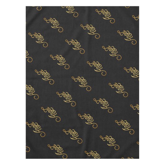 Speciaal elegant Script Angel Gold Black Tafelkleed (Voorkant)