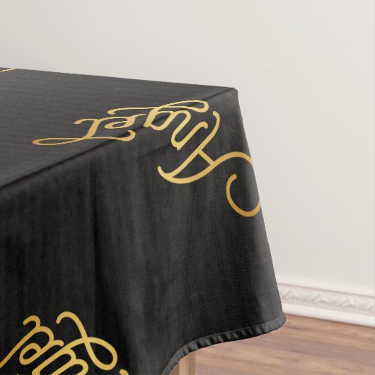 Speciaal elegant Script Angel Gold Black Tafelkleed (Voorbeeld)