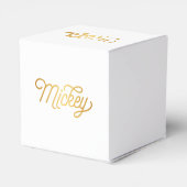 Speciaal elegant script Mickey Gold Black Bedankdoosjes (Achterkant)