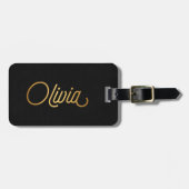 Speciaal elegant script Olivia Gold Black Bagagelabel (Voorkant horizontaal)
