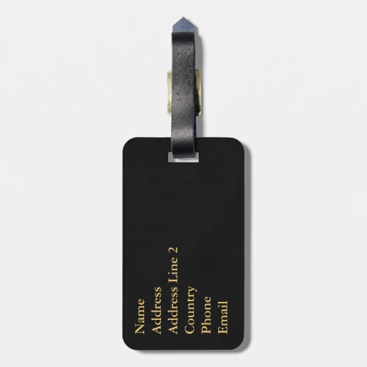 Speciaal elegant script Olivia Gold Black Bagagelabel (Achterkant verticaal)