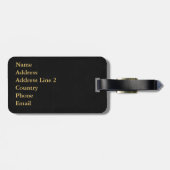 Speciaal elegant script Olivia Gold Black Bagagelabel (Achterkant horizontaal)