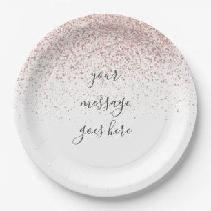 Speciaal Elegant Script Roos Gold Glitter Papieren Bordje
