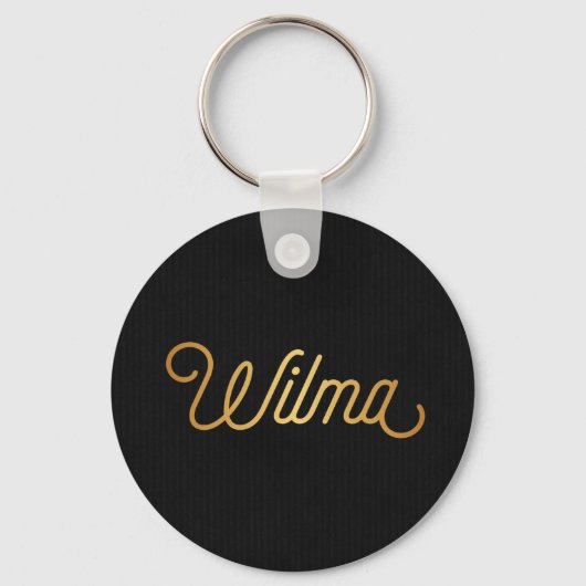 Speciaal elegant script Wilma Gold Black Sleutelhanger (Voorkant)