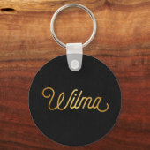 Speciaal elegant script Wilma Gold Black Sleutelhanger (Voorkant)