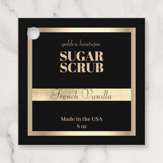 Speciaal Elegant Spa Product Zwart goud Bedankjes Labels (Voorkant)
