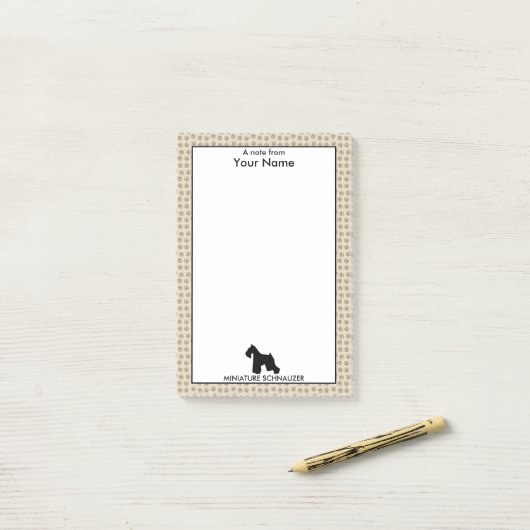 Speciaal en aangepast kleurenminiatuur Schnauzer Post-it® Notes (Op bureau)