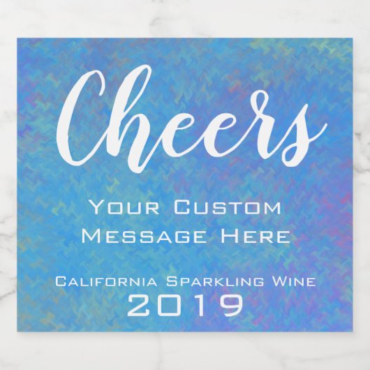 Speciaal evenement Blauw gemarmerde Kunst Sparkling Wijnetiket (Enkel label)
