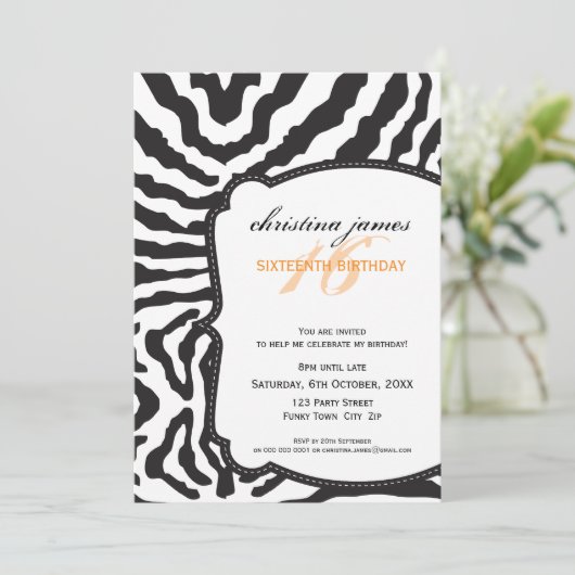 SPECIAAL EVENEMENT UITNODIGINGEN :: superb zebra 3 (Staand voorkant)