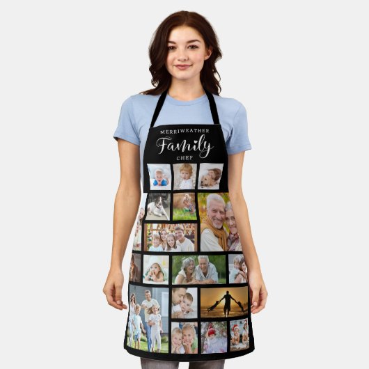 Speciaal FAMILIEKCHEF 18 Foto Collage Black Schort (Gedragen)