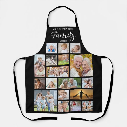 Speciaal FAMILIEKCHEF 18 Foto Collage Black Schort (Voorkant)