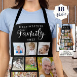 Speciaal FAMILIEKCHEF 18 Foto Collage Black Schort<br><div class="desc">Creëer een schort van de de collage van de douanefoto met 18 foto's en gepersonaliseerd met een naam en FAMILIE CHEF. WIJZIGINGEN: Verander de zwarte achtergrondkleur en/of verander de stijl, grootte, kleur of plaatsing van de tekstdoopvont door op EDIT te klikken. PHOTO TIP: Kies foto's met het onderwerp in het...</div>
