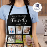 Speciaal FAMILIEKCHEF 18 Foto Collage Black Schort<br><div class="desc">Creëer een schort van de de collage van de douanefoto met 18 foto's en gepersonaliseerd met een naam en FAMILIE CHEF. WIJZIGINGEN: Verander de zwarte achtergrondkleur en/of verander de stijl, grootte, kleur of plaatsing van de tekstdoopvont door op EDIT te klikken. PHOTO TIP: Kies foto's met het onderwerp in het...</div>