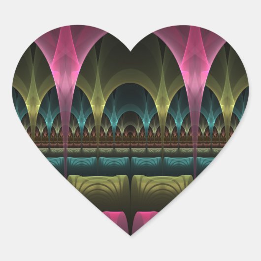 Speciaal Fantasy Patroon Abstract Kleurrijke Fract Hart Sticker (Voorkant)