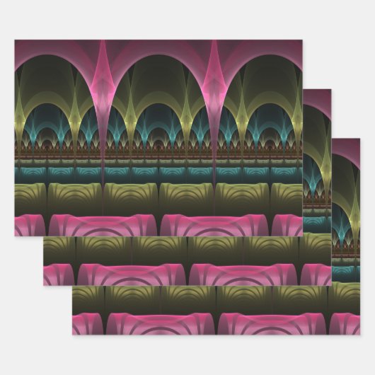 Speciaal Fantasy Patroon Abstract Kleurrijke Fract Inpakpapier Vel (Set)
