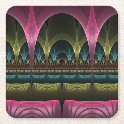 Speciaal Fantasy Patroon Abstract Kleurrijke Fract Kartonnen Onderzetters (Voorkant)