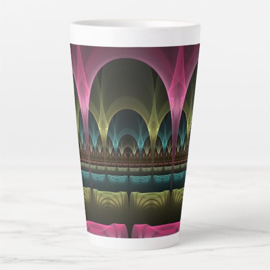 Speciaal Fantasy Patroon Abstract Kleurrijke Fract Latte Mok (Voorkant)