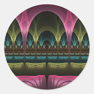 Speciaal Fantasy Patroon Abstract Kleurrijke Fract Ronde Sticker