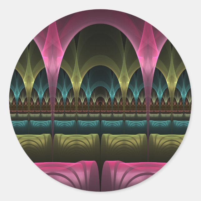 Speciaal Fantasy Patroon Abstract Kleurrijke Fract Ronde Sticker (Voorkant)