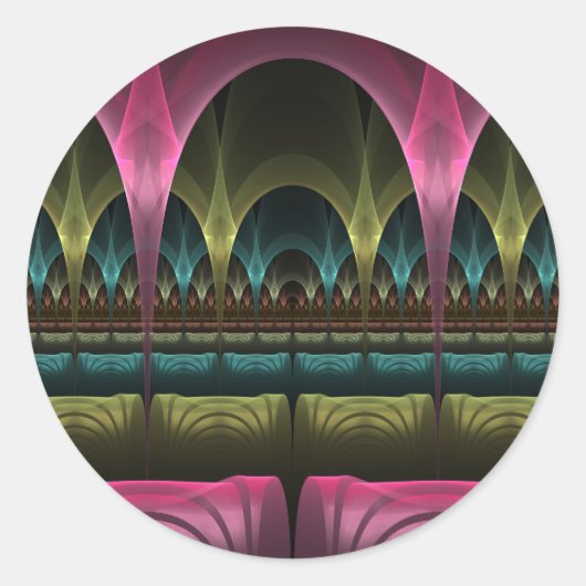 Speciaal Fantasy Patroon Abstract Kleurrijke Fract Ronde Sticker (Voorkant)