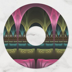 Speciaal Fantasy Patroon Abstract Kleurrijke Fract Wijnglaslabel