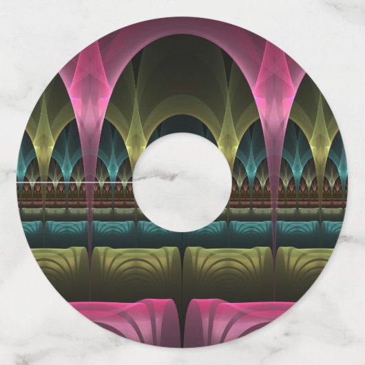 Speciaal Fantasy Patroon Abstract Kleurrijke Fract Wijnglaslabel (Voorkant)