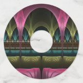 Speciaal Fantasy Patroon Abstract Kleurrijke Fract Wijnglaslabel (Achterkant)