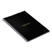Speciaal Faux Gold Name Black Check Pattern Notitieboek (Rechterzijde)