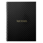 Speciaal Faux Gold Name Black Check Pattern Notitieboek (Voorkant)