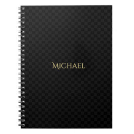 Speciaal Faux Gold Name Black Check Pattern Notitieboek