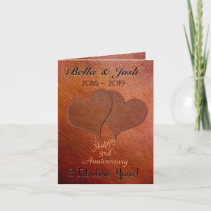 Speciaal Faux Leather 3rd Wedding Jubileum Kaart