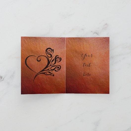 Speciaal Faux Leather 3rd Wedding Jubileum Kaart (Binnen)