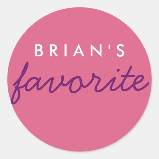 Speciaal favoriete roze en Paars Ronde Sticker (Voorkant)