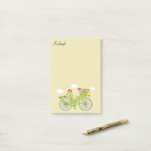 Speciaal  fietsmandje bloemen post-it® notes (Op bureau)