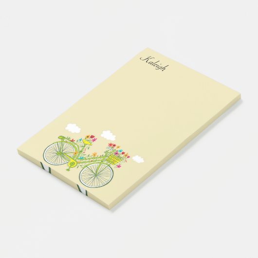 Speciaal  fietsmandje bloemen post-it® notes (Schuin)