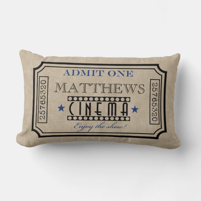 Speciaal filmtheater Ticket Pillow - blauw Kussen (Voorkant)