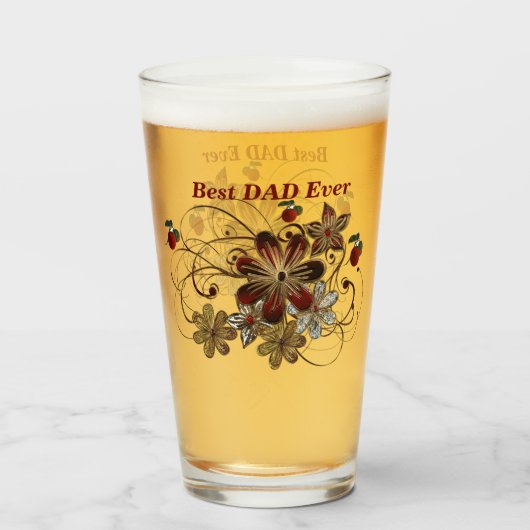 Speciaal Floral Art Beer Glass voor papa Glas (Voorkant gevuld)