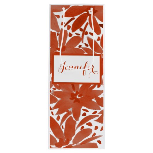 Speciaal Floral design in Herfst Rust Gift Bag Wijn Cadeautas (Voorkant)