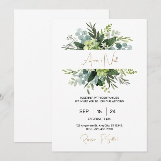 Speciaal Floral Patterned bruiloft uitnodiging (Voorkant / Achterkant)