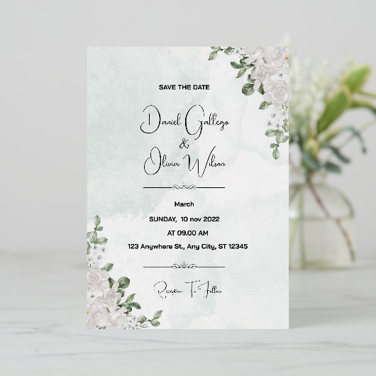 Speciaal Floral Patterned bruiloft uitnodiging (Staand Voorkant)