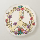 Speciaal Floral Peace Sign Rond Kussen (Achterkant)