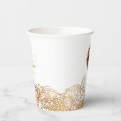 Speciaal foto Roos Gold Flowers Chic Wedding Papieren Bekers (Links)