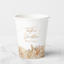 Speciaal foto Roos Gold Flowers Chic Wedding Papieren Bekers