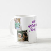 Speciaal fotocollage van 4 families met teksten koffiemok (Voorkant links)