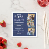 Speciaal Fun Facts Navy Blue Photo Afstuderen Servet (Insitu)