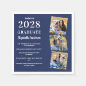 Speciaal Fun Facts Navy Blue Photo Afstuderen Servet (Voorkant)